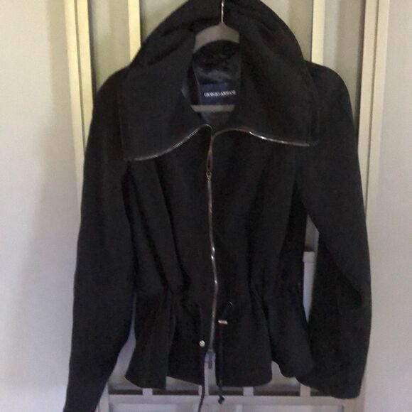 Giorgio Armani Black jacket zippered with waist detail peplum size 42 ￼M - Picture 1 of 7